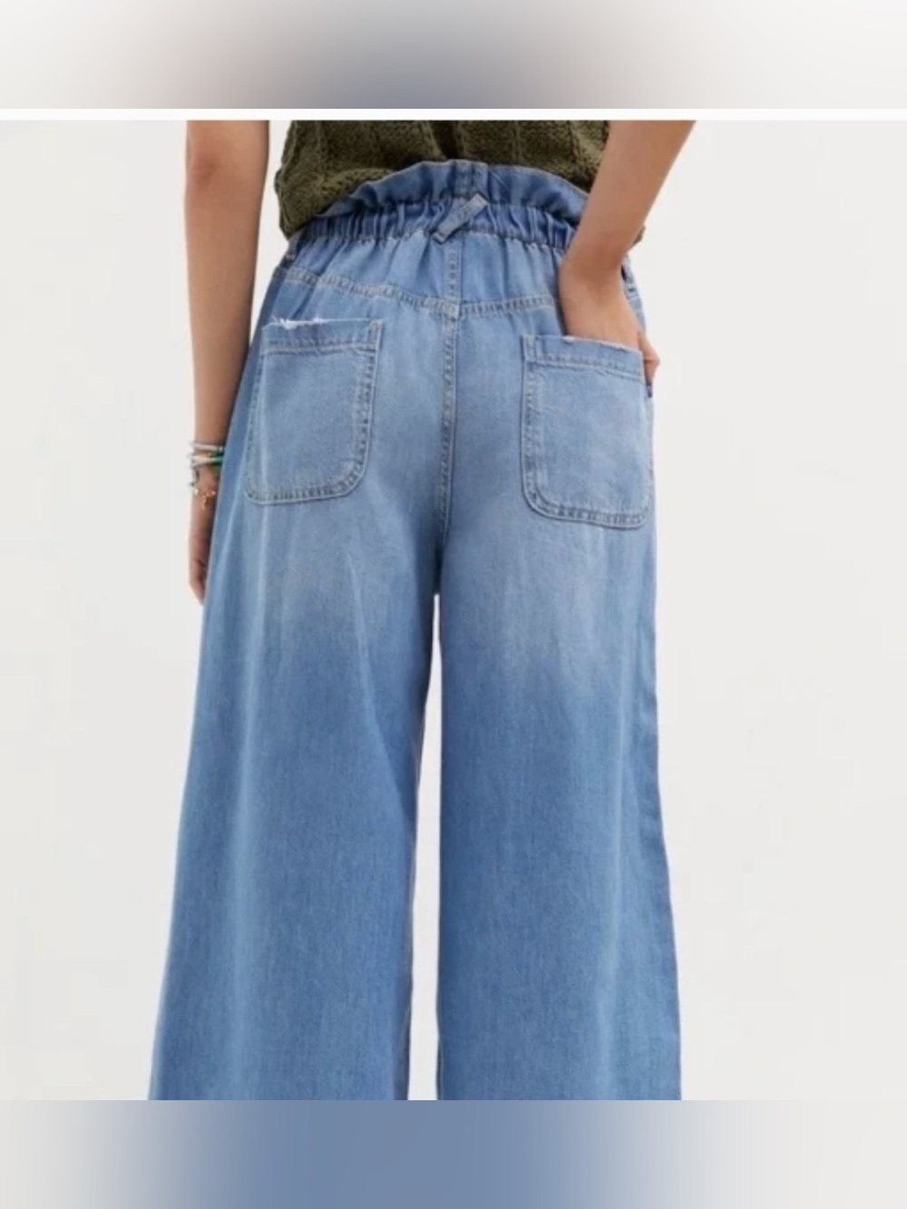 Pilcro Anthropologie Jeans Womans 27P The Coastal Wide Leg High Rise Drawstring - Picture 4 of 9